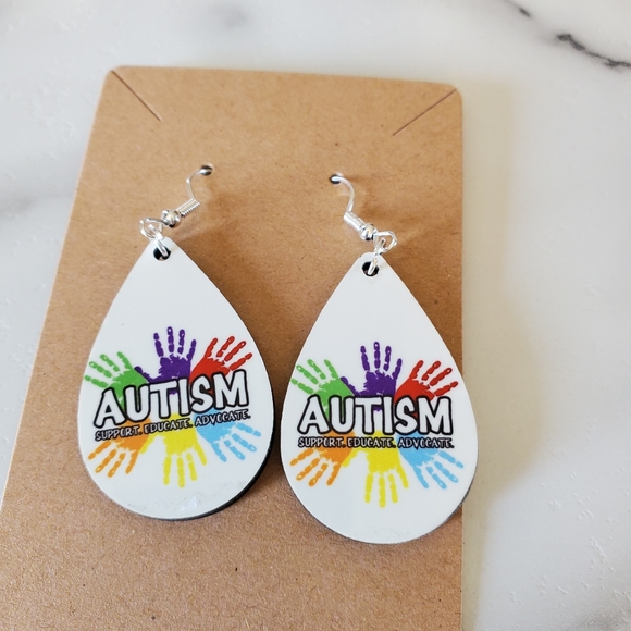 Autism Hands Teardrop Earrings - Picture 4 of 6